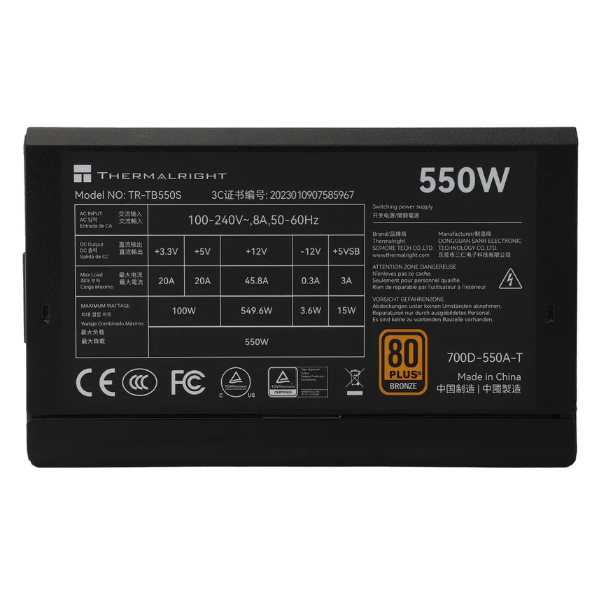 Thermalright TB-550S 550W Bronze Non-Modular Power Supply Thermalright TB-550S 550W Bronze Non-Modular Power Supply